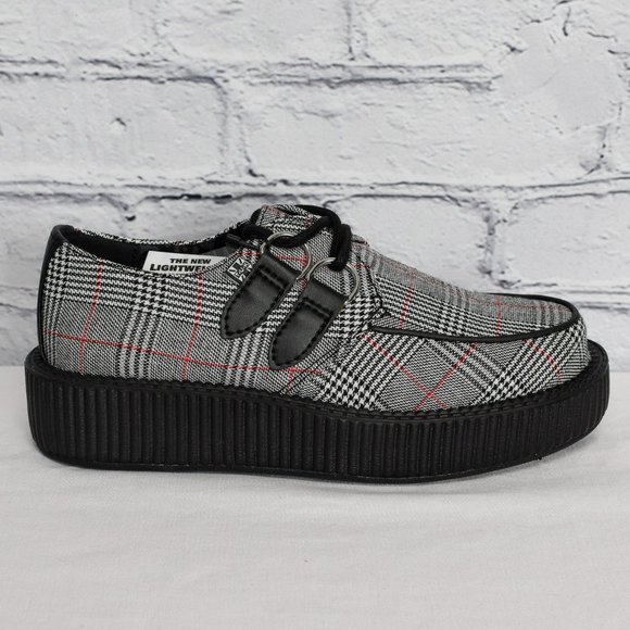 NEW IN BOX T.U.K. Footwear Grey Plaid Viva Low Creeper - Picture 6 of 7